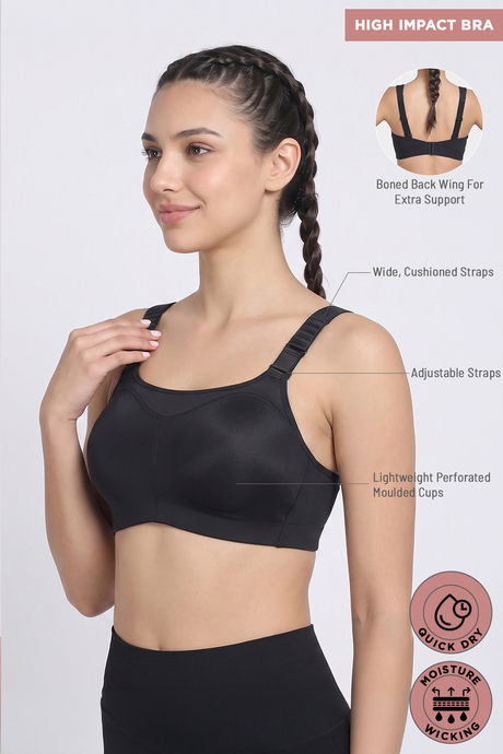 Zelocity High Impact Quick Dry Sports Bra - Jet Black — image 8